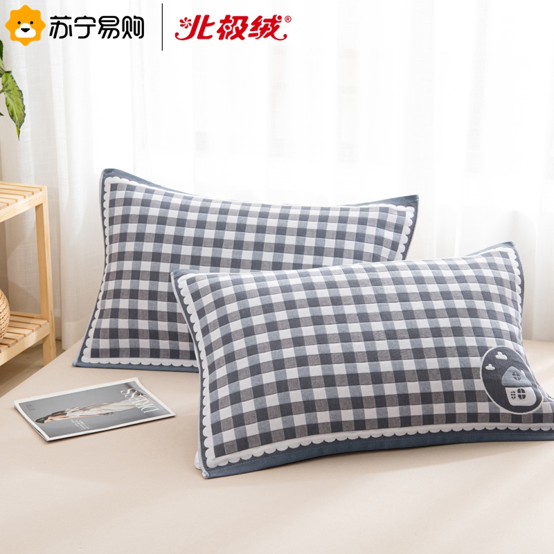 北极绒/BejirogA类加厚六层纱布纯棉枕巾一对装全棉纱布加大三层枕头巾四季学生成人隔汗隔脏盖巾高清大图