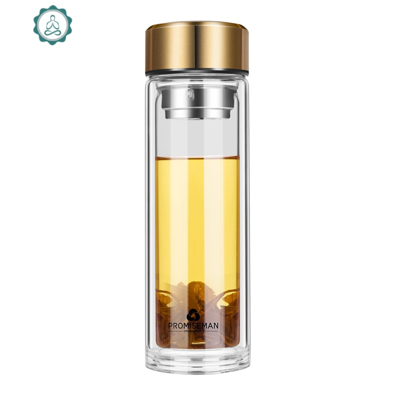 创意智能测温双层玻璃杯ins风商务定制滤网玻璃杯家用车载喝水杯 封后 白色智能盖测温400ml双层玻璃杯