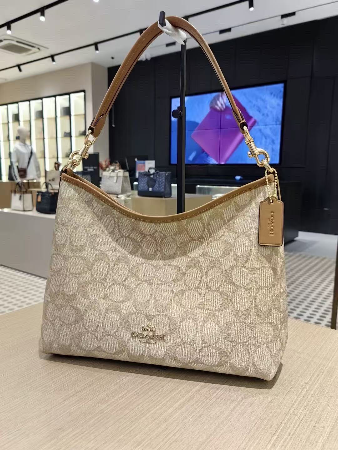蔻驰(COACH)女包 女士奥莱正品马蹄包PVC经典老花包女士手提单肩包女麻将包 CA548 F58321 CR149IMNLJ