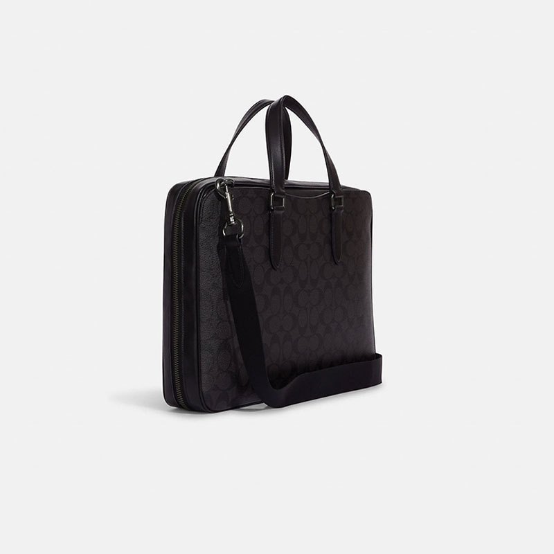 蔻驰coach男包奢侈品新款graham系列精致小牛皮经典徽标印花公文包