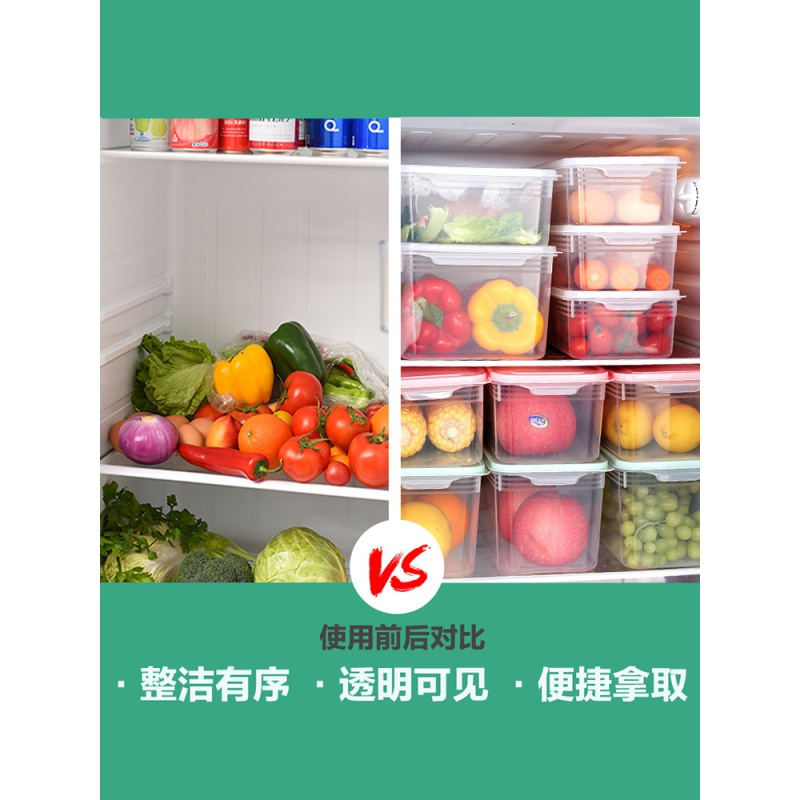 家柏饰(CORATED)带盖冰箱收纳盒长方形鸡蛋盒食品冷冻盒厨房收纳保鲜塑料储物盒高清大图