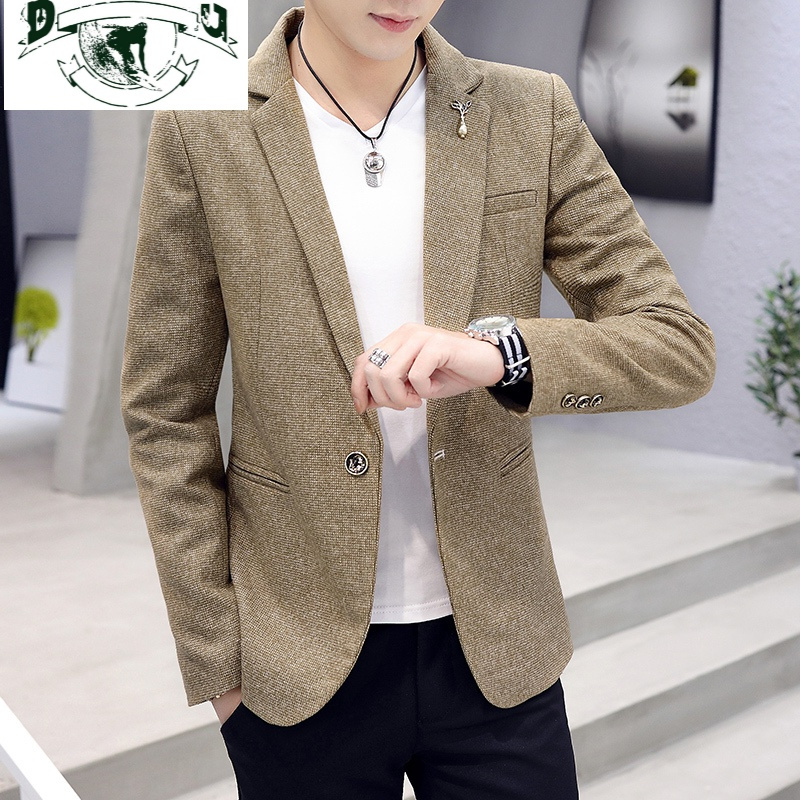 西装外套男韩版潮流修身春秋小西装帅气男士西服套装休闲单件上衣夹克