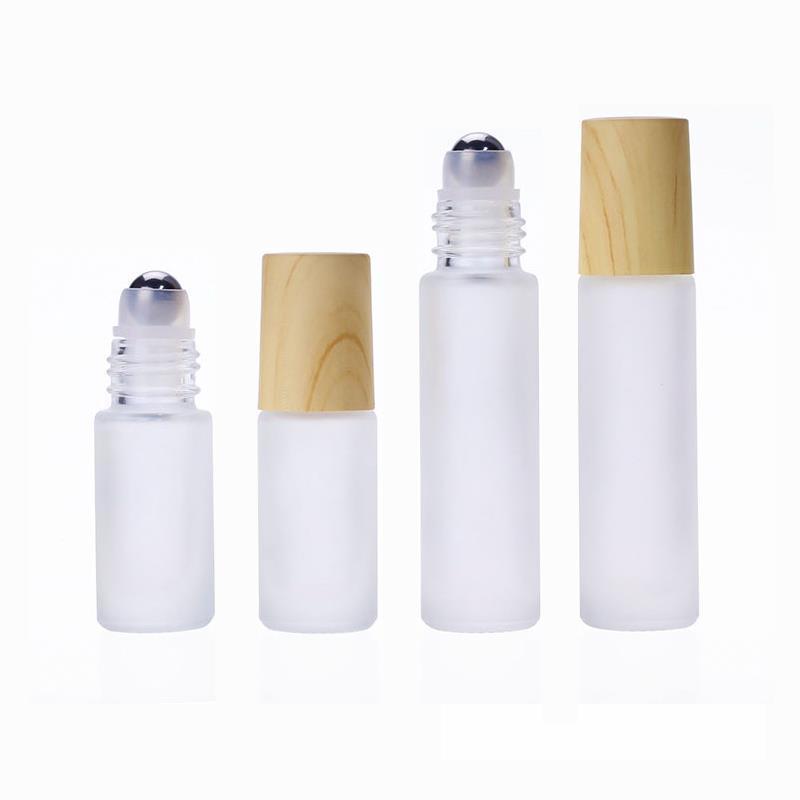 透明瓶50ML2支 磨砂避光精油瓶走珠瓶按摩滚珠瓶香水分装瓶便携旅行小样空瓶木纹
