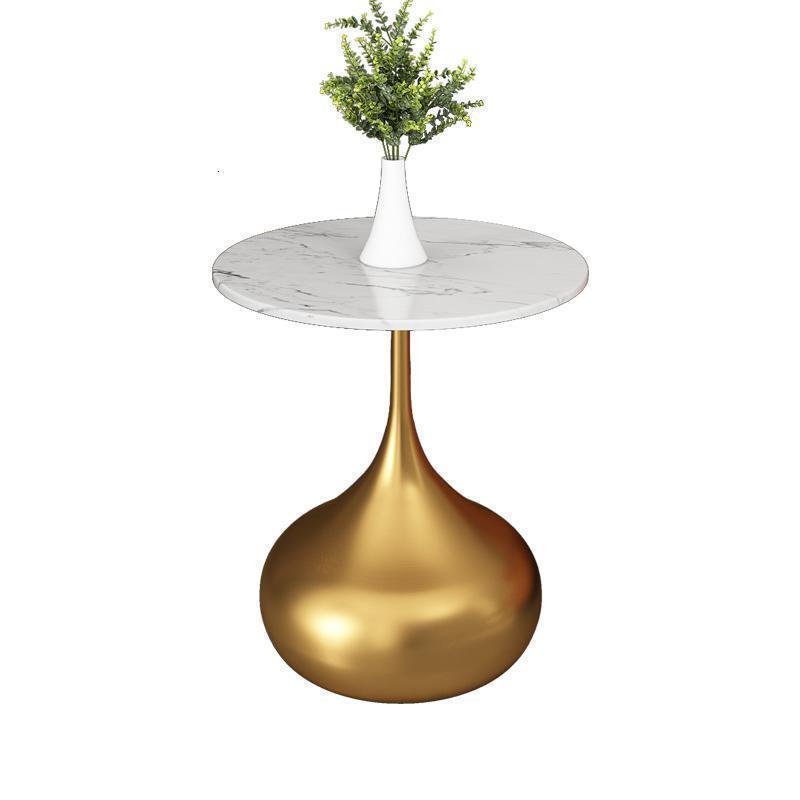 森美人意式简轻奢不锈钢大理石角几酒店小茶几边几沙发边柜客厅床头柜 C-中花白