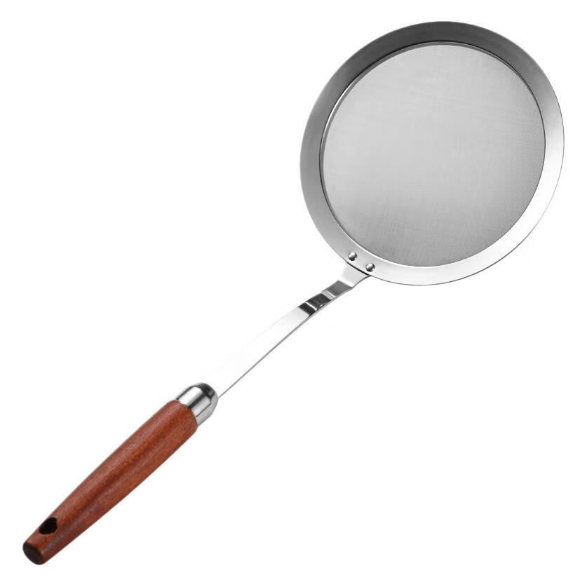 不锈钢滤油网勺升级款100目18厘米木把深网