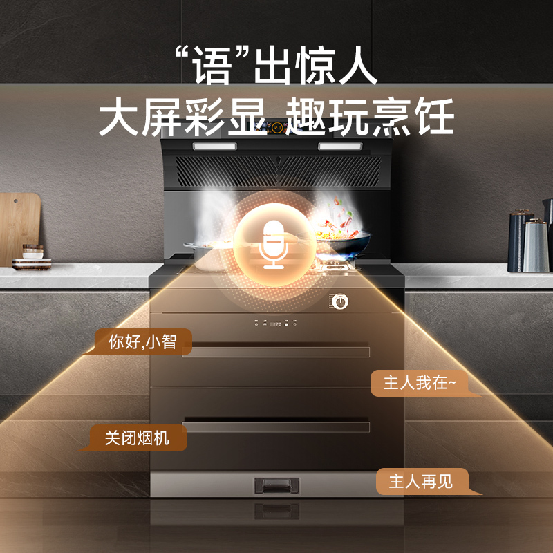 Haotaitai集成灶M1F2智能变频家用厨房消毒柜一体吸烟机紫外消毒柜燃气灶烟灶套装(液化气)