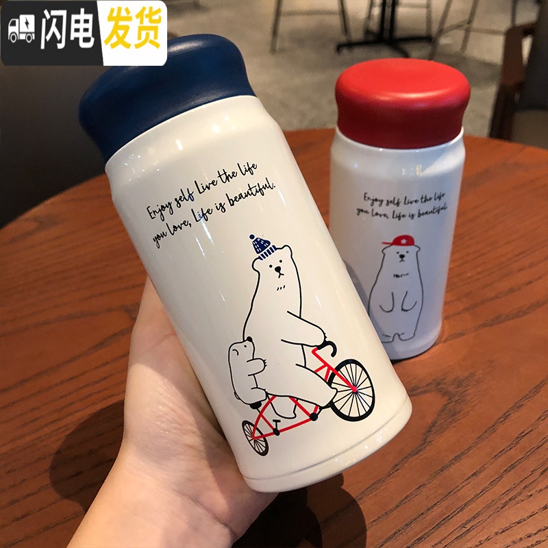 三维工匠保温杯可爱创意萌水杯女韩国清新网红学生简约不锈钢杯子个性潮流 红色红帽熊500高清大图
