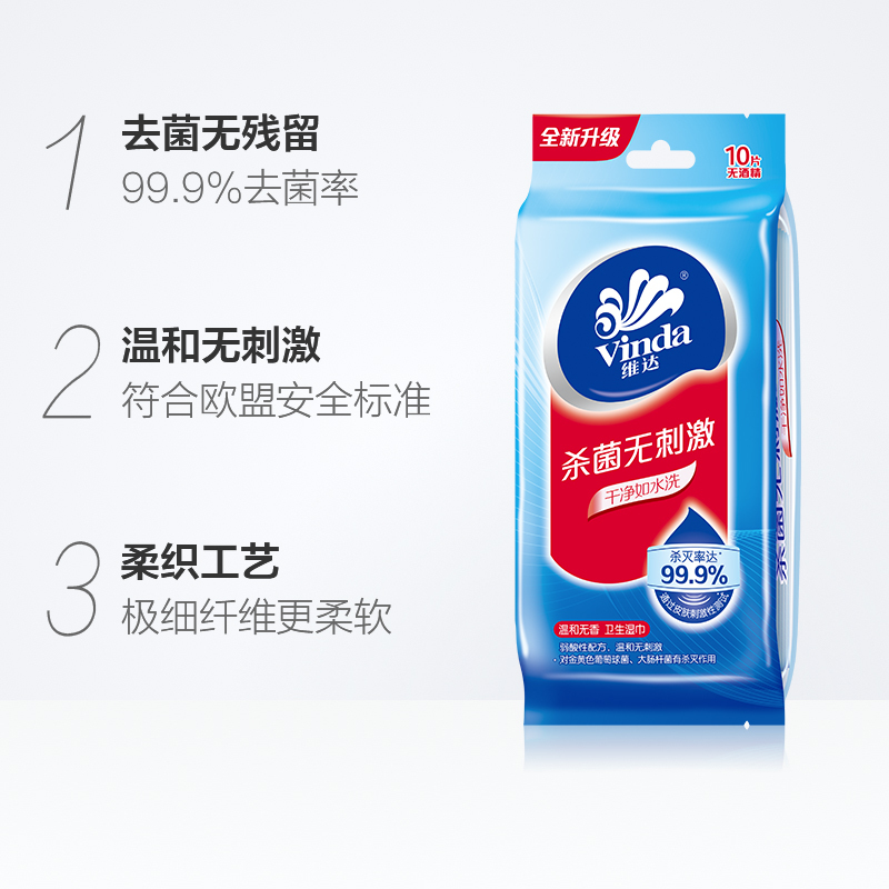 维达(Vinda)湿巾纸小包消毒事后湿纸巾随身装单片装便携式装