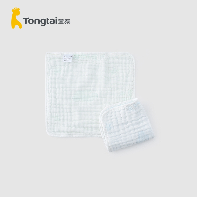童泰(TONGTAI)2020年新款四季婴儿用品男女宝宝小毛巾口水巾六层泡泡纱方巾2块装儿童口水巾