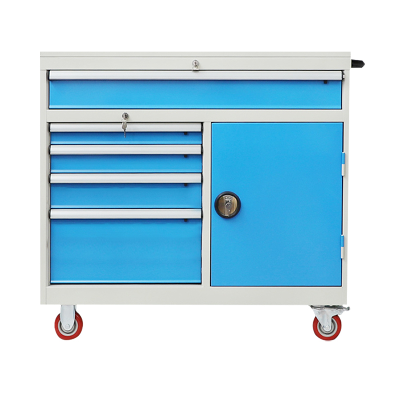 尔迈 工具车维修车间移动手推车多功能零件车 4抽1门 无挂板高清大图