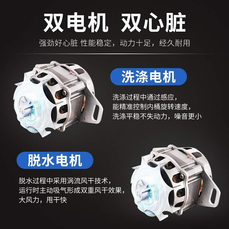 小鸭9.0公斤双桶洗衣机WPH9010S透明海韵蓝 半自动双缸双筒家用租房宿舍老人老式带甩干洗脱分离 简单操作 强力去污高清大图