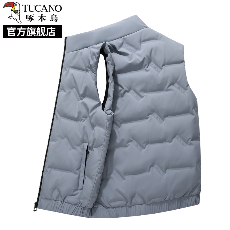 啄木鸟羽绒服马甲男士秋冬季加绒保暖背心中年爸爸无帽棉服外套帽高清大图