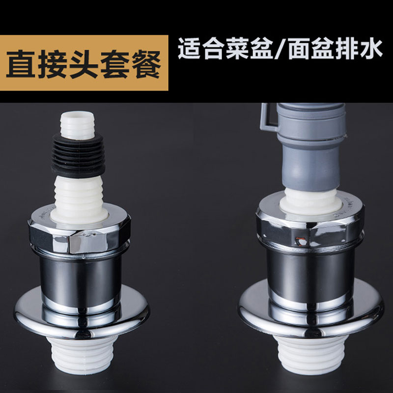 潜水艇洗衣机下水管地漏接头排水管道下水三通防臭密封圈芯三头通XWS-6直通高清大图