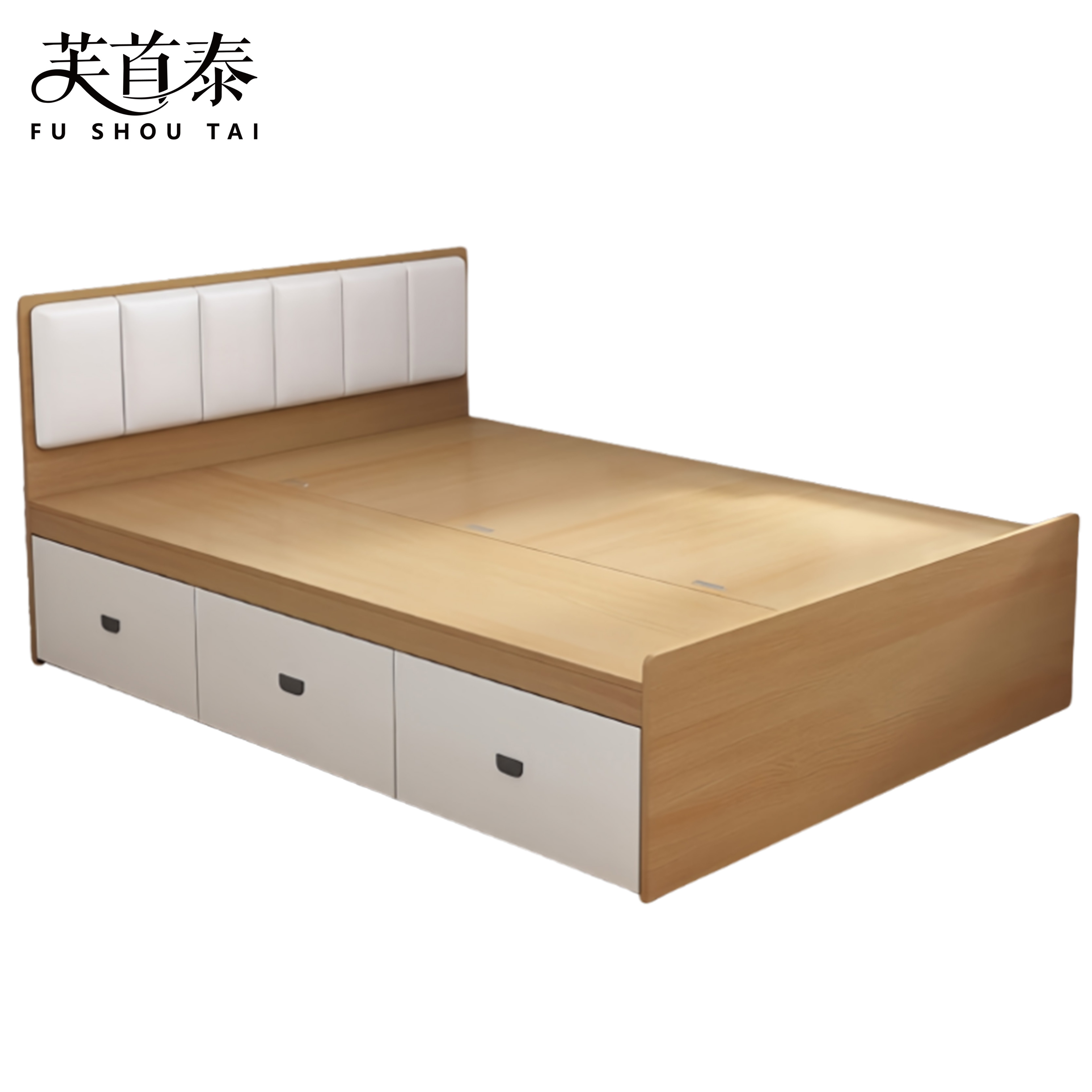 芙首泰木质床三抽2000*1000*900mm张高清大图
