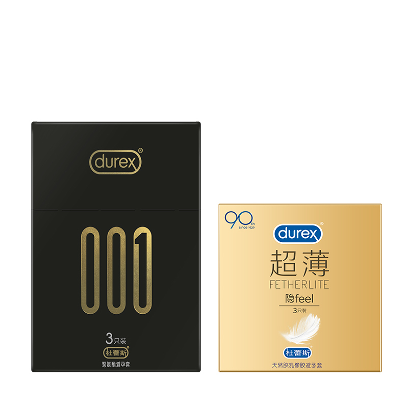 杜蕾斯(Durex) 避孕套 001-3只+超薄3只 超薄款 安全套套 男用成人情趣计生用品byt