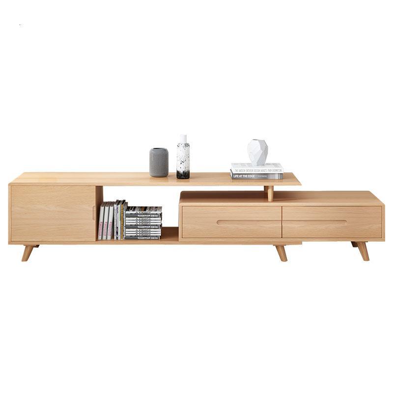 北欧实木可伸缩电视柜现代简约小户型客厅多功能地柜组合橡木家具定制