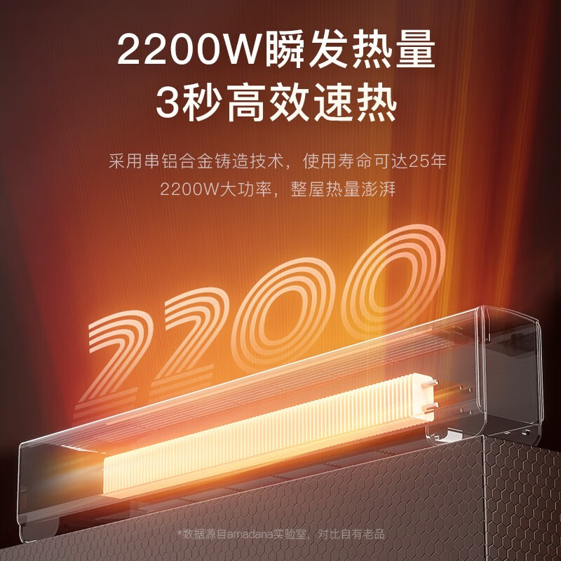 AMADANA踢脚线取暖器家用电暖气石墨烯电暖器节能大面积速热神器暖风机油汀浴室暖气片小太阳烤火炉A-HC2202GUF高清大图