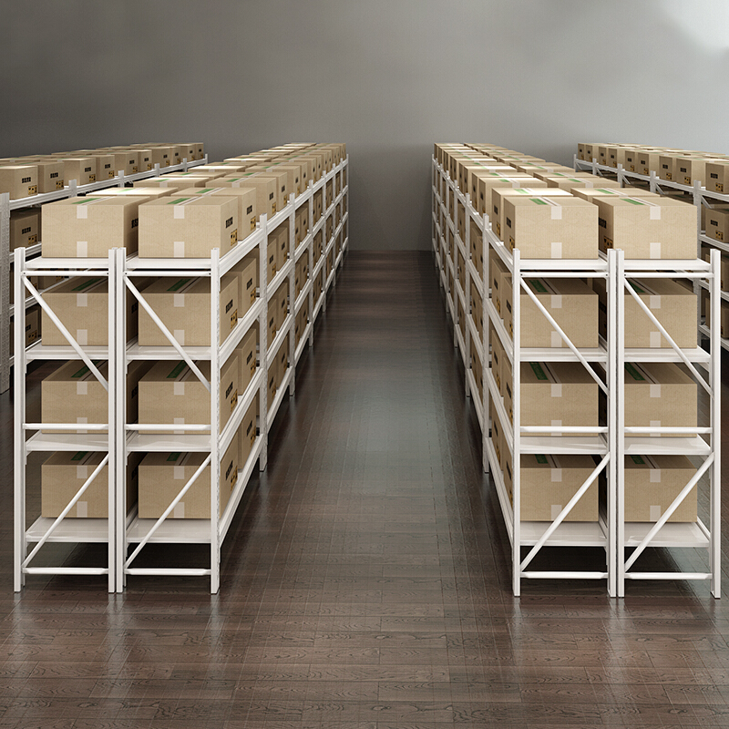 货架仓储货架重型货架超市金属钢制货架货物架承重500kg白色主架