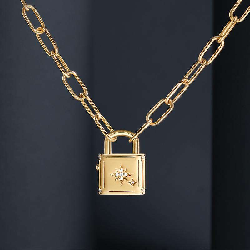 apmmonaco字母锁吊坠项链金色字母可选女男生情侣毛衣链不可打开ac