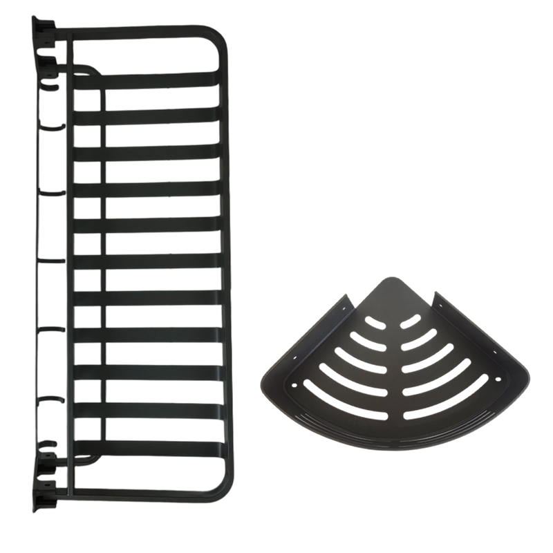 LONMATE 加宽扁杆网蓝浴巾架+三角架 两件套高清大图