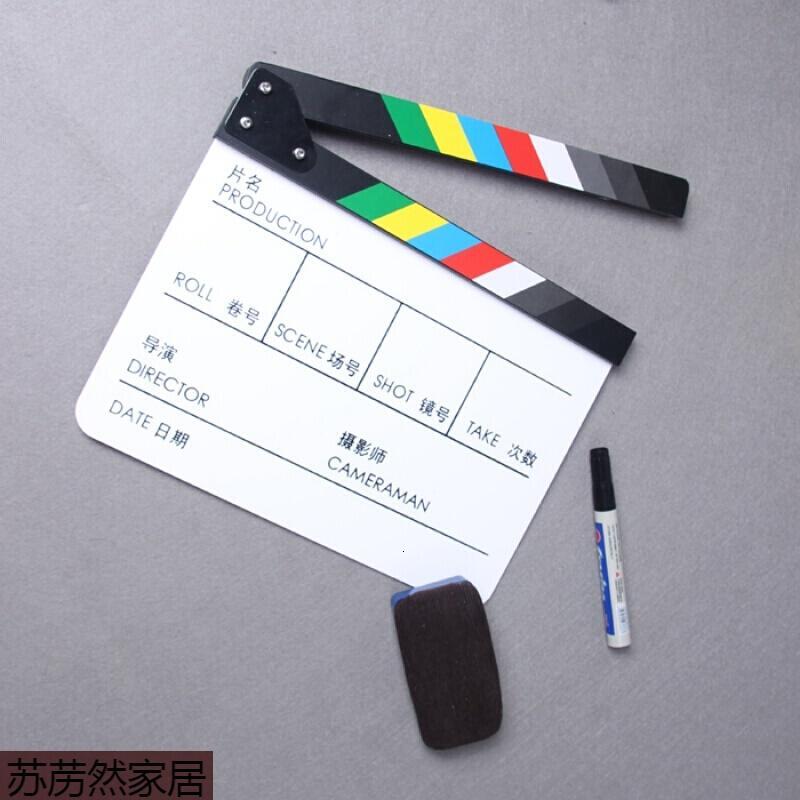 黑白场记板电影拍板亚克力导演板装饰打板拍板道具剧组摄影道具