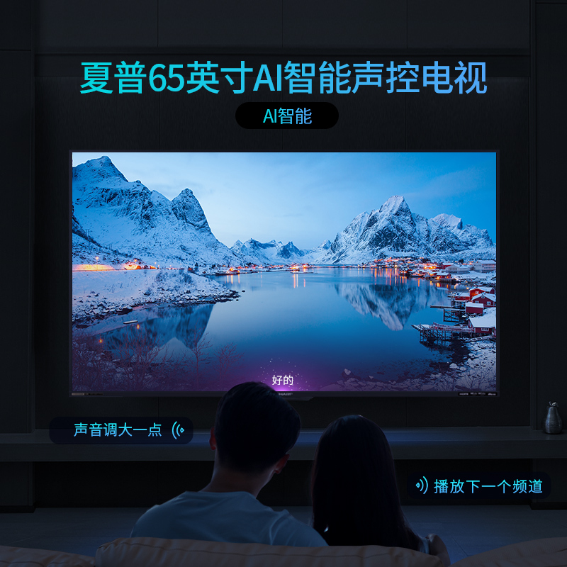夏普(SHARP) 23年65英寸新品 4K超高清 全面屏 人工智能语音遥控 2+32G内存 智能网络液晶平板电视机