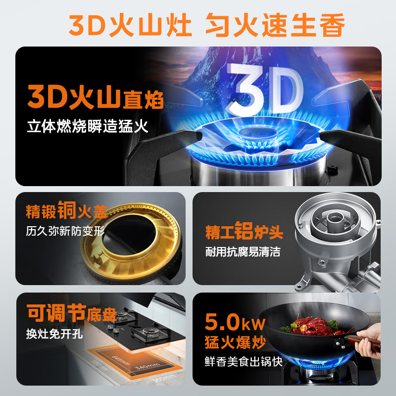 美的(Midea)抽油烟机厨房家用 22大风量 侧吸式吸排油烟机燃气灶具套装 挥手智控自动清洗J25SPRO+Q230A