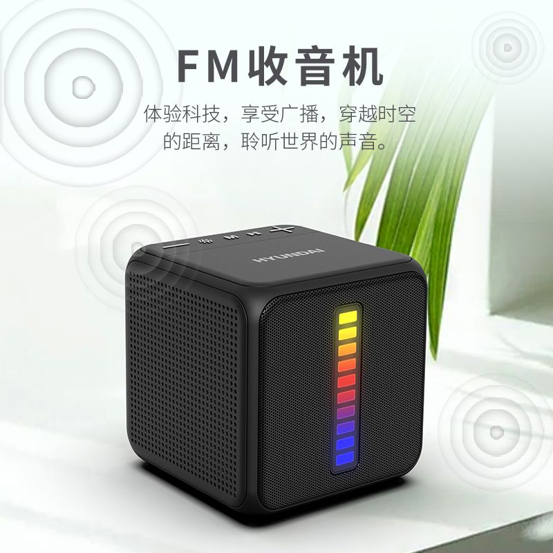 现代(HYUNDAI)A8 音箱户外家用桌面低音炮大音量迷你小型无线便携式 电脑手机蓝牙FM收音机功音响