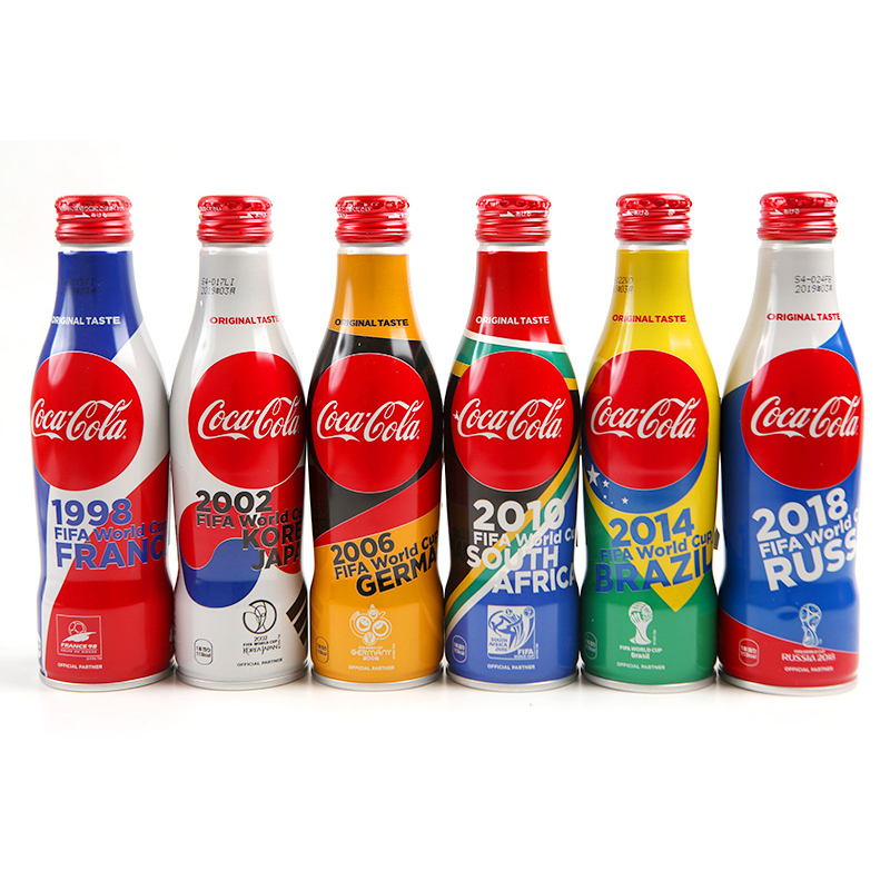 【单瓶装】cocacola 可口可乐 20周年世界杯珍藏版 250ml/瓶 6届世界杯举办国版 铝罐装 世界杯可乐