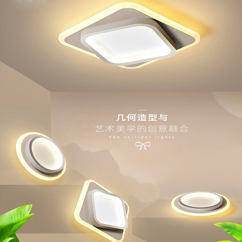 过道灯走廊灯现代简约创意方形玄关入户古达阳台灯极简北欧吸顶灯
