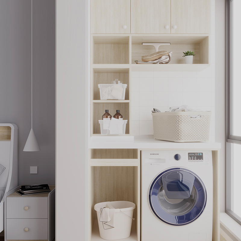 香雅庭家具现代简约洗衣机柜定制阳台组合多功能储物柜整体定做