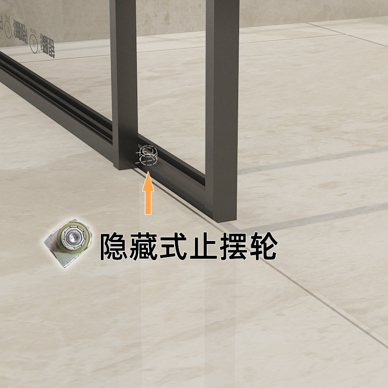无下轨淋浴房无障碍下沉极窄沐浴房卫生间玻璃隔断浴室一字型浴屏高清大图