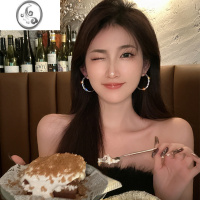 JiMi甜酷girl~轻奢锆石圈圈耳环2023年新款潮冷淡风耳钉夸张大耳圈女 银针轻奢锆石大耳圈