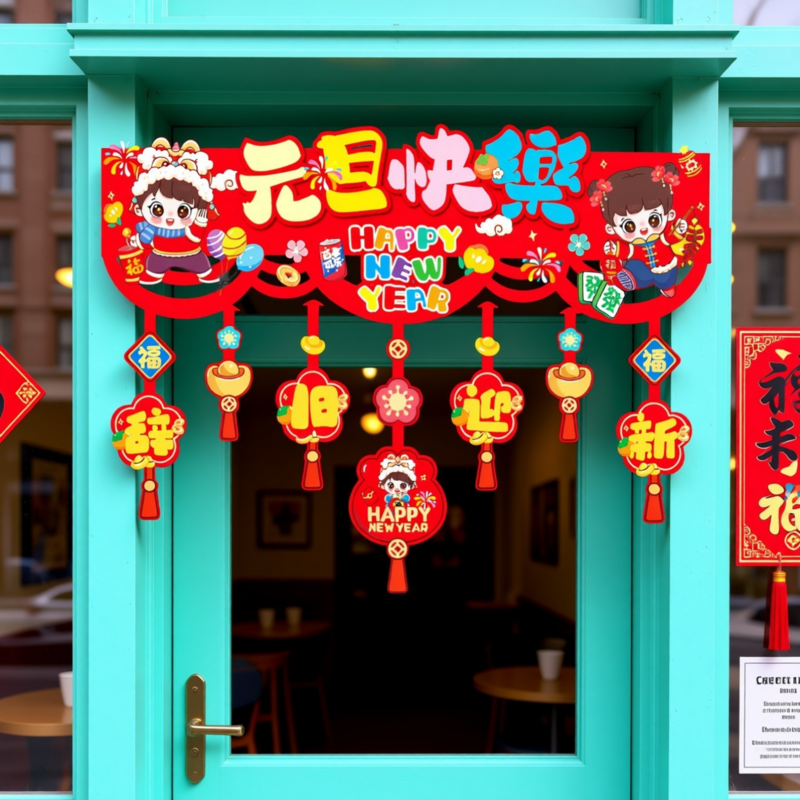 马年新年装饰挂件拉花HY横彩02 10条装