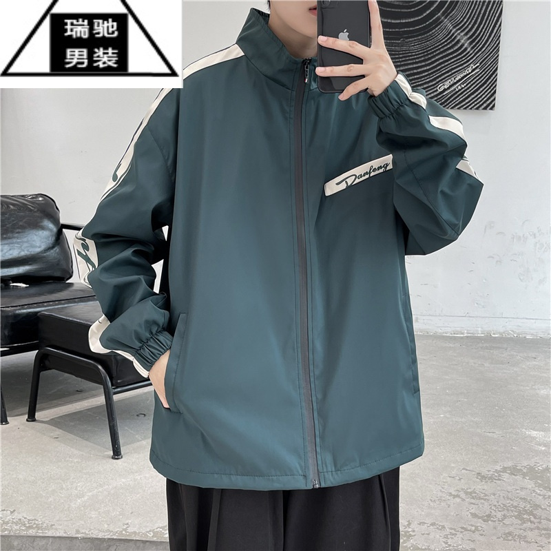 希杰狮王外套男士秋季2022新款运动港风ins潮牌宽松翻领夹克痞帅休闲上衣