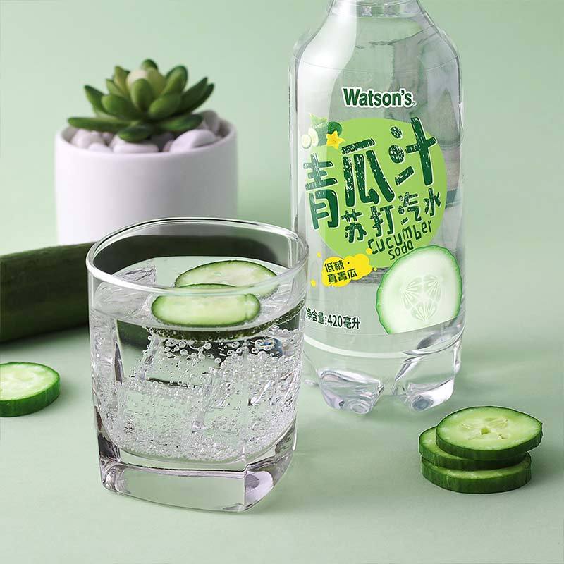 屈臣氏(Watsons) 青瓜汁苏打汽水 420ml*15 整箱装