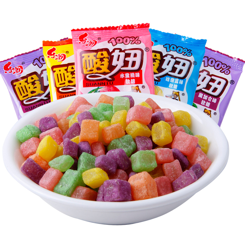 乐潮酸妞软糖组合混合水果味多口味儿时大袋