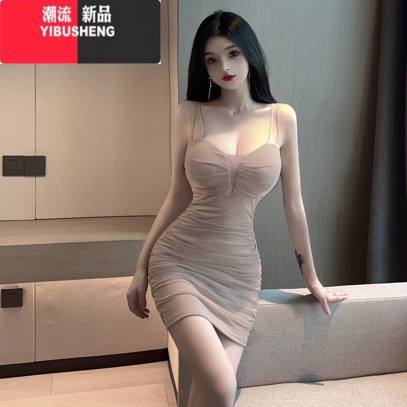 YIBUSHENG纯欲风御姐辣妹性感网纱抹胸吊带连衣裙小个子修身包臀短裙女季图片