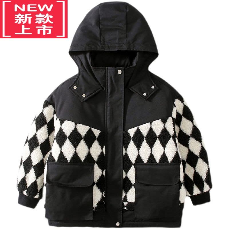 可莉允女童羽绒棉服冬装2022新款中大童派克服棉衣冬款时髦羊羔绒外套潮图片