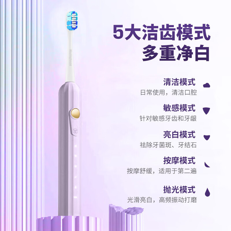 西屋(WESTINGHOUSE) 成人声波电动牙刷震动式充电牙刷电动牙刷WT-0506高清大图