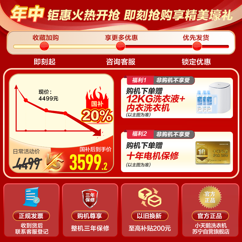 小天鹅(LittleSwan)小乌梅2.0高奢版滚筒洗衣机全自动纯平全嵌10kg超薄1.15洗净比 TG10DE60高清大图