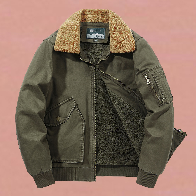 JPDUN吉普盾冬季男棉袄外套加绒厚款棉衣欧美休闲夹克棉服 L 军绿7012雨林