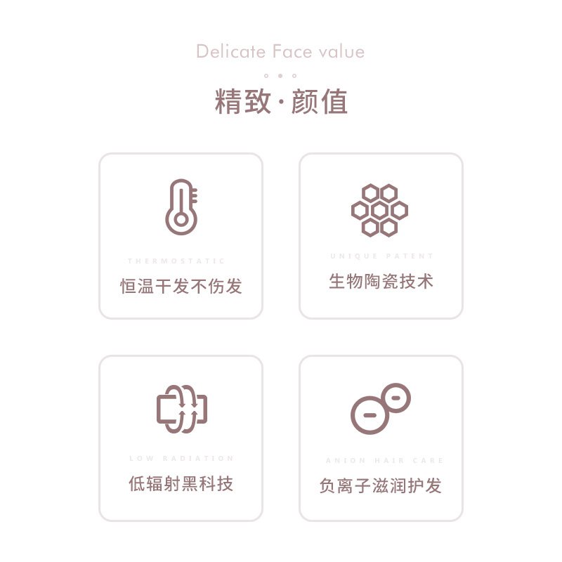 Lowrarouge罗拉家用电吹风筒低辐射负离子护发吹风机宿舍用学生孕妇-铁砂灰