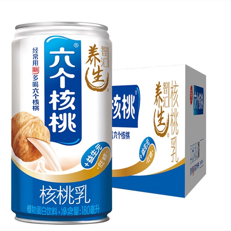 牛奶六个核桃智汇养生核桃乳180ml*20罐