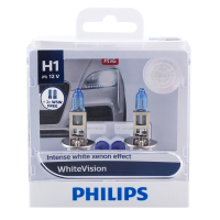 飞利浦(PHILIPS)璀璨之光H1升级型汽车灯泡大灯灯泡近光灯远光灯卤素灯2支装 增亮60%时尚白光