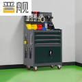 晋舰工具车移动维修收纳柜工具架多功能工具箱五金工具柜灰绿三抽带网