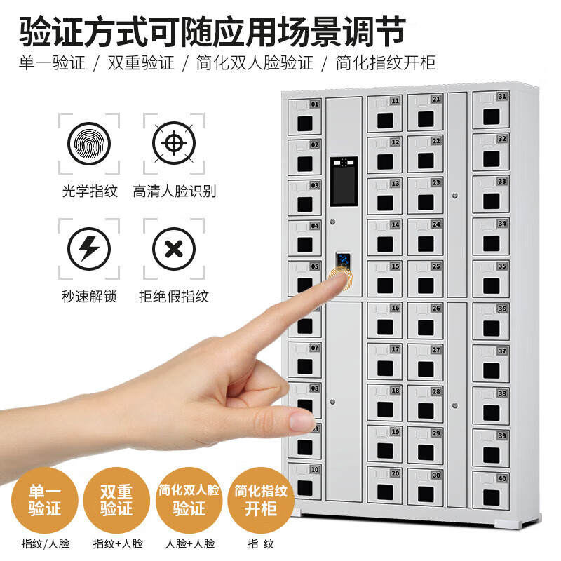 智能手机柜电子设备寄存管理柜手机存放柜 20门人脸识别+指纹高清大图