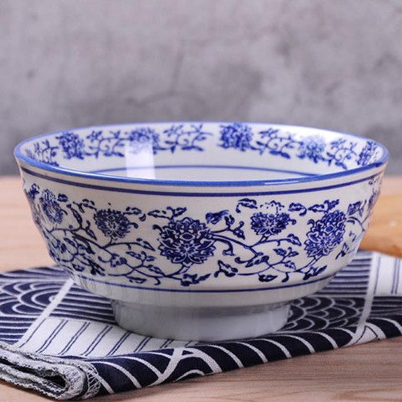 5个装青花瓷碗大汤碗烩面碗陶瓷大碗商用饭店兰州拉面碗油泼面碗青花