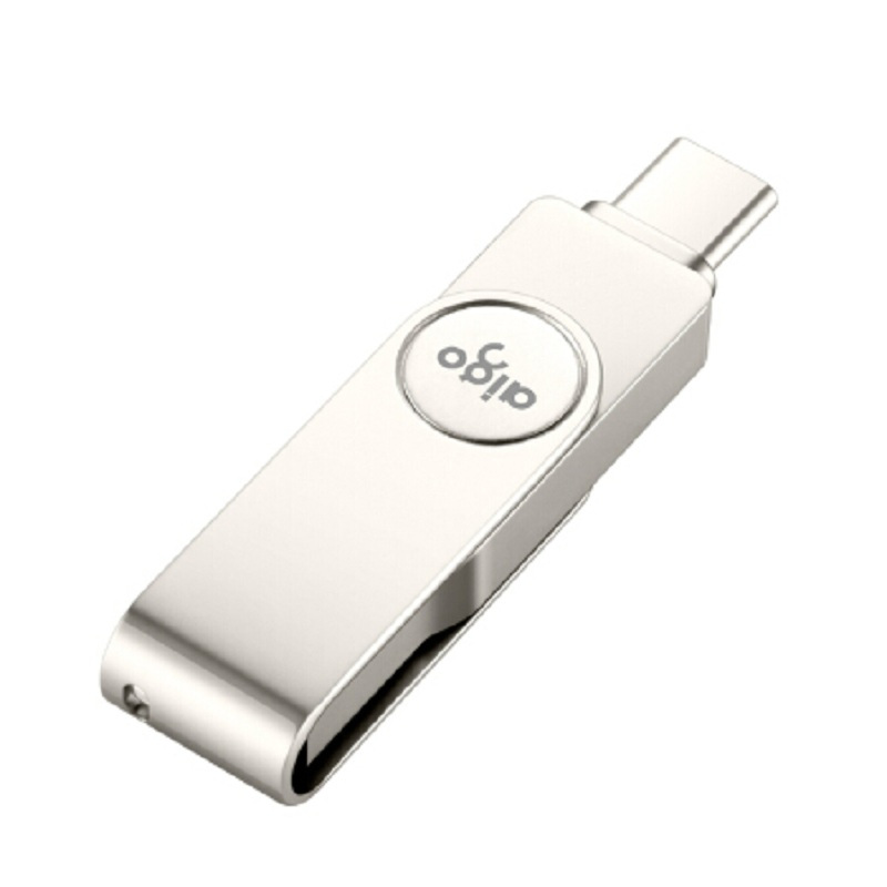 [精选]爱国者(aigo)64GB USB3.1 手机U盘 U356炫酷高速款 银色 双接口手机电脑用 Type-C