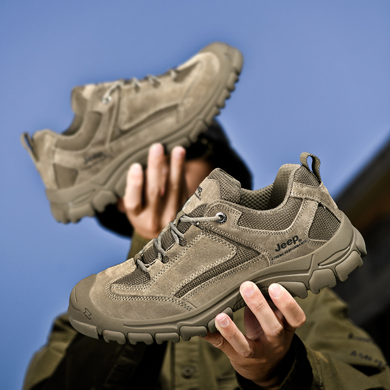 Jeep吉普户外登山鞋男防滑减震运动鞋专业爬山男鞋情侣徒步旅游鞋高清大图